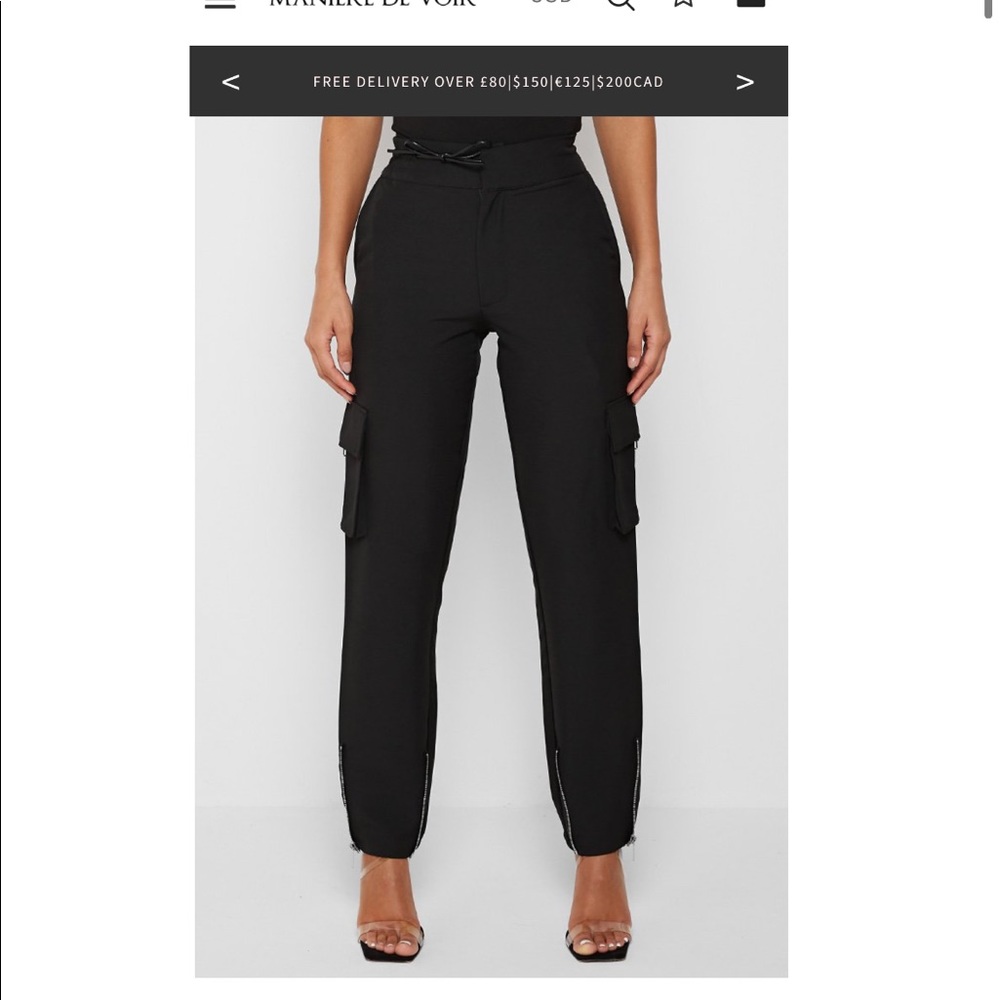 Maniere De Voir Black Straight-Leg Cargo Trousers